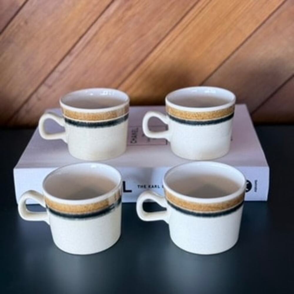 Vintage Crown Lynn Echo Cups Saucers Set of 4 Earthstone d900 New Zealand MCM